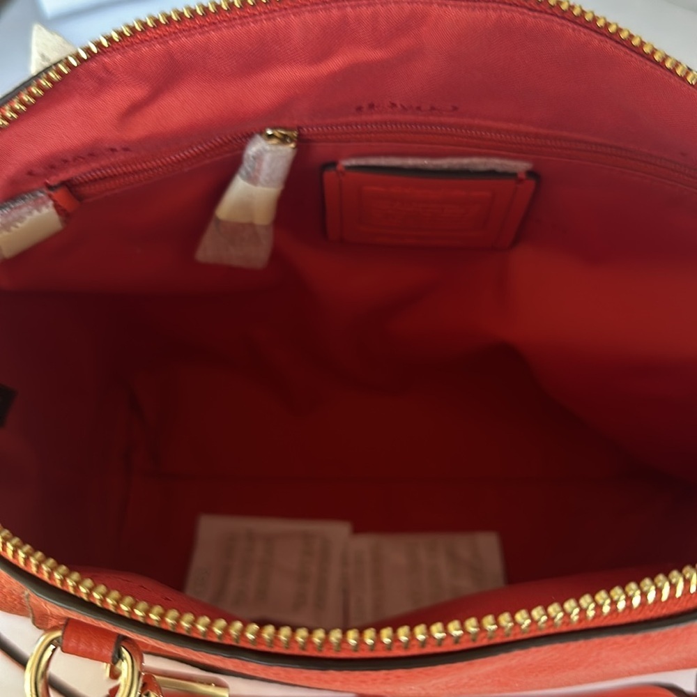 Coach Prairie Satchel Deep Coral Pebble Leather Medium Crossbody Bag - Picture 14 of 16